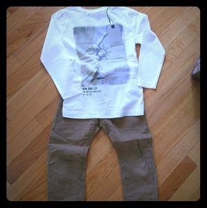 Zara t-shirt long sleeve and corduroy pants 4-5T